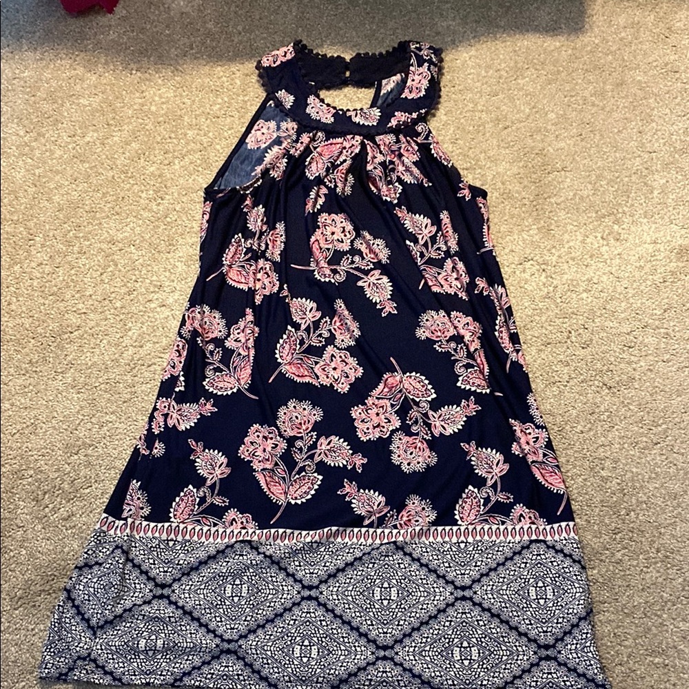 Three Hearts Navy and Pink Floral Dress